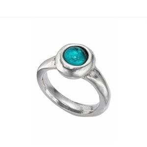 UNO De 50 Silver Plated Murano Verde Crystal Ego Ring Size 8 NWT